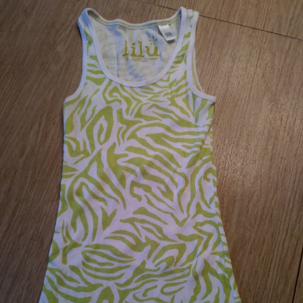 Lilu Girls White/Green Tank
